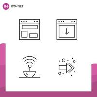 Set of 4 Modern UI Icons Symbols Signs for blog layout south website arrow steel Editable Vector Design Elements