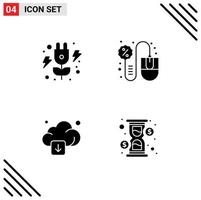 4 Thematic Vector Solid Glyphs and Editable Symbols of energy arrow mouse mouse technology Editable Vector Design Elements