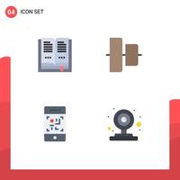 Modern Set of 4 Flat Icons and symbols such as book technology align barcode web Editable Vector Design Elements