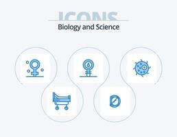 Paquete de iconos azules de biología 5 diseño de iconos. biología. laboratorio. femenino. química. biología vector