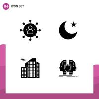 Group of 4 Modern Solid Glyphs Set for business estate person star office Editable Vector Design Elements