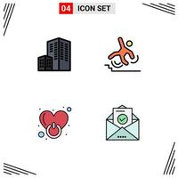 User Interface Pack of 4 Basic Filledline Flat Colors of architecture on business failure sign Editable Vector Design Elements