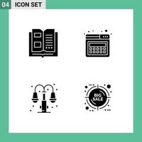 paquete de iconos de vector de stock de 4 signos y símbolos de línea para elementos de diseño de vector editable de destino web de lectura de luz de libro