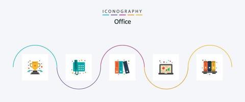 Office Flat 5 Icon Pack Including business. research. archive. data. analytic vector