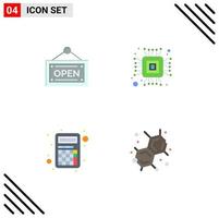 Universal Icon Symbols Group of 4 Modern Flat Icons of open interface chip apps education Editable Vector Design Elements