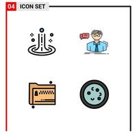 Set of 4 Modern UI Icons Symbols Signs for effect folder water scientist files Editable Vector Design Elements