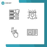 Pictogram Set of 4 Simple Filledline Flat Colors of data two security science down Editable Vector Design Elements