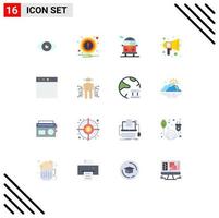 Modern Set of 16 Flat Colors Pictograph of mac speaker bus sound education Editable Pack of Creative Vector Design Elements