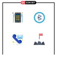 Set of 4 Vector Flat Icons on Grid for marketing phone advertise signal telephone Editable Vector Design Elements