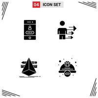 Solid Glyph Pack of 4 Universal Symbols of access designer security leadership tools Editable Vector Design Elements