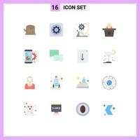 Universal Icon Symbols Group of 16 Modern Flat Colors of chart presentation tool conference gear Editable Pack of Creative Vector Design Elements