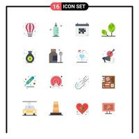 16 iconos creativos, signos y símbolos modernos de la naturaleza, medio ambiente, cita, evento ecológico, paquete editable de elementos creativos de diseño de vectores. vector