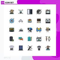 Concepto de color plano de 25 líneas rellenas para sitios web móviles y aplicaciones computadora elementos de diseño de vector editables de estructura alámbrica de bola humana yin