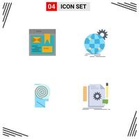 Universal Icon Symbols Group of 4 Modern Flat Icons of layout better website globe definition Editable Vector Design Elements