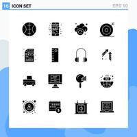 Set of 16 Modern UI Icons Symbols Signs for file creative storage seo optimization Editable Vector Design Elements