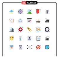 25 User Interface Flat Color Pack of modern Signs and Symbols of construction success achieved study badge Editable Vector Design Elements