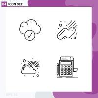 Pack of 4 Modern Filledline Flat Colors Signs and Symbols for Web Print Media such as cloud luck satellite fortune accounting Editable Vector Design Elements