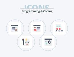 Programming And Coding Flat Icon Pack 5 Icon Design. develop. coding. develop. development. coding vector