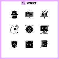 Set of 9 Modern UI Icons Symbols Signs for design meteor hobby astronomy sweets Editable Vector Design Elements