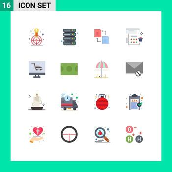 grupo de 16 signos y símbolos de colores planos para el calendario de eventos de datos de la fiesta del producto paquete editable de elementos de diseño de vectores creativos