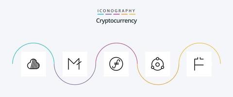 paquete de iconos de línea de criptomoneda 5 que incluye moneda. cripto moneda criptográfica. moneda vector