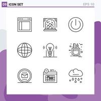 Modern Set of 9 Outlines and symbols such as globe earth button devices power Editable Vector Design Elements