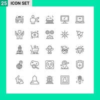 Mobile Interface Line Set of 25 Pictograms of pc device area monitor leaf Editable Vector Design Elements