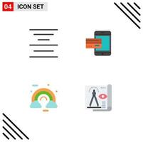 Universal Icon Symbols Group of 4 Modern Flat Icons of align money payment card celebrate Editable Vector Design Elements