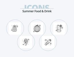 paquete de iconos de línea de comida y bebida de verano 5 diseño de iconos. helado. nachos piña. alimento. verano vector