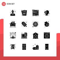 conjunto de 16 iconos modernos de la interfaz de usuario signos de símbolos para los elementos de diseño vectorial editables del módulo de estudio de análisis seo del corredor financiero vector