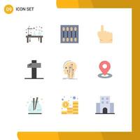 Universal Icon Symbols Group of 9 Modern Flat Colors of data hammer makeup carpentry point Editable Vector Design Elements