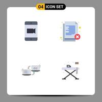 Set of 4 Modern UI Icons Symbols Signs for mobile business delete recruitment connection Editable Vector Design Elements