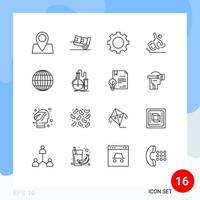 Set of 16 Commercial Outlines pack for global failure devices failed business Editable Vector Design Elements