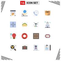 Group of 16 Modern Flat Colors Set for layout cargo hand box ringing Editable Pack of Creative Vector Design Elements