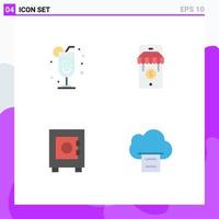 Flat Icon Pack of 4 Universal Symbols of alcohol cloud ecommerce locker print Editable Vector Design Elements