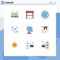 Universal Icon Symbols Group of 9 Modern Flat Colors of phone communication goal call network Editable Vector Design Elements