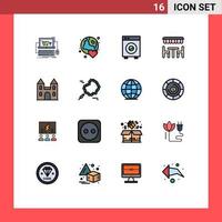 Set of 16 Modern UI Icons Symbols Signs for eat resturant love machine devices Editable Creative Vector Design Elements