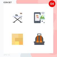 Pictogram Set of 4 Simple Flat Icons of home golden table internet of things section Editable Vector Design Elements