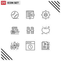 Group of 9 Modern Outlines Set for prince horses coding chariot help Editable Vector Design Elements