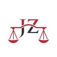 Letter JZ Law Firm Logo Design For Lawyer, Justice, Law Attorney, Legal, Lawyer Service, Law Office, Scale, Law firm, Attorney Corporate Business vector