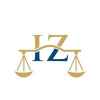 Letter IZ Law Firm Logo Design For Lawyer, Justice, Law Attorney, Legal, Lawyer Service, Law Office, Scale, Law firm, Attorney Corporate Business vector