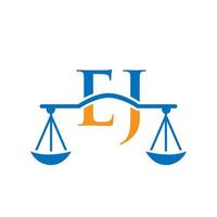 letra ej diseño de logotipo de bufete de abogados para abogado, justicia, abogado de derecho, legal, servicio de abogado, bufete de abogados, escala, bufete de abogados, abogado de negocios corporativos vector