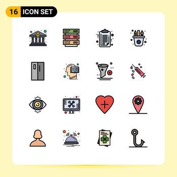 Universal Icon Symbols Group of 16 Modern Flat Color Filled Lines of by craft document paint art Editable Creative Vector Design Elements