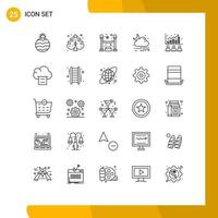 Set of 25 Modern UI Icons Symbols Signs for stock index party data weather Editable Vector Design Elements