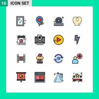 16 Creative Icons Modern Signs and Symbols of love head disc mind empathy Editable Creative Vector Design Elements