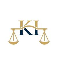 diseño de logotipo de bufete de abogados de letra ki para abogado, justicia, abogado de derecho, legal, servicio de abogado, bufete de abogados, escala, bufete de abogados, abogado de negocios corporativos vector