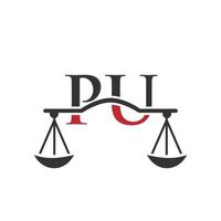 Letter PU Law Firm Logo Design For Lawyer, Justice, Law Attorney, Legal, Lawyer Service, Law Office, Scale, Law firm, Attorney Corporate Business vector