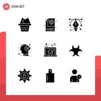 9 User Interface Solid Glyph Pack of modern Signs and Symbols of plan house graphic home solution Editable Vector Design Elements