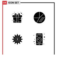 4 Creative Icons Modern Signs and Symbols of box gear present optimization money Editable Vector Design Elements