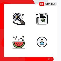 Modern Set of 4 Filledline Flat Colors and symbols such as research food tax monitoring register slice Editable Vector Design Elements